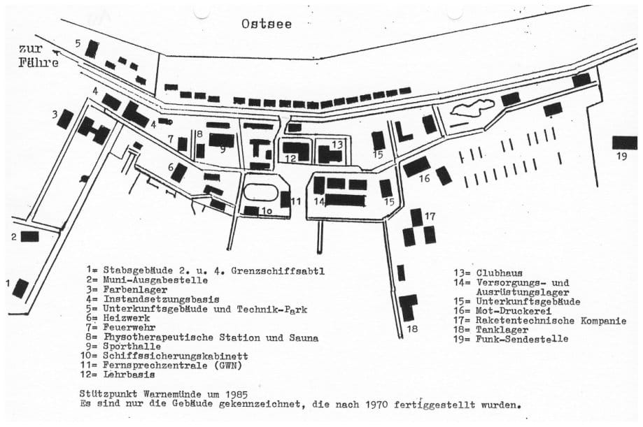 Einrichtungen des Stützpunktes im Jahr 1985
