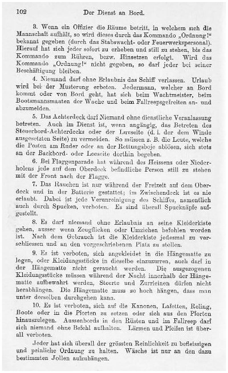 Der Dienst an Bord (Faksimile S. 102)