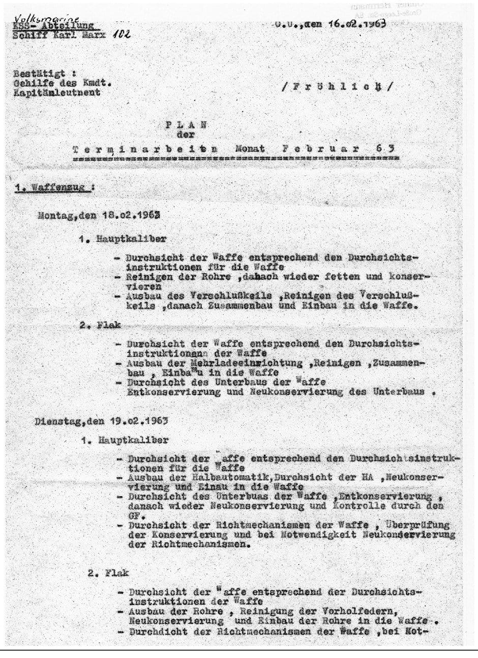 Zeichnung aus der KSS-Broschüre Teil 10, Seite 47, zum Beitrag „Anhang 2: Plan der Terminarbeiten im GA-II (Waffenzug, KSS Projekt 50)“